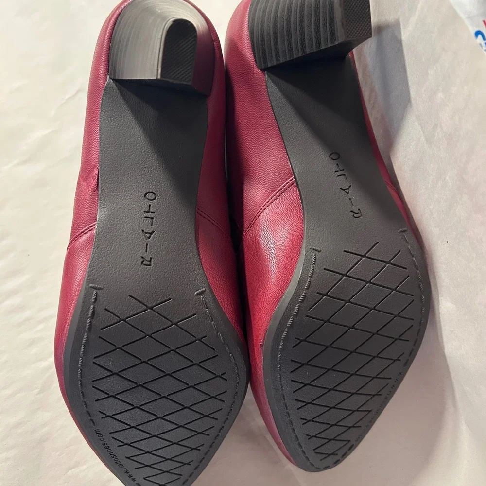 Rialto Sandra Red Faux‎ Leather Ankle Booties Shooties Size 9.5M Zip Block Heel